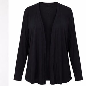 Elegant Black Open Front Cardigan